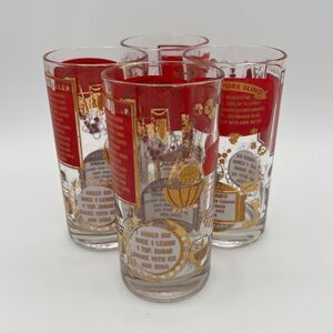 Vintage Mid-Century Cocktail Recipe Glasses - Set of 4